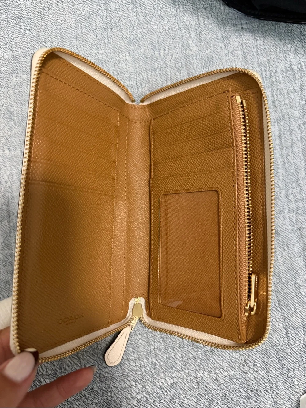 Coach Zip-Around Wallet in Soft Cream with Gold Hardware